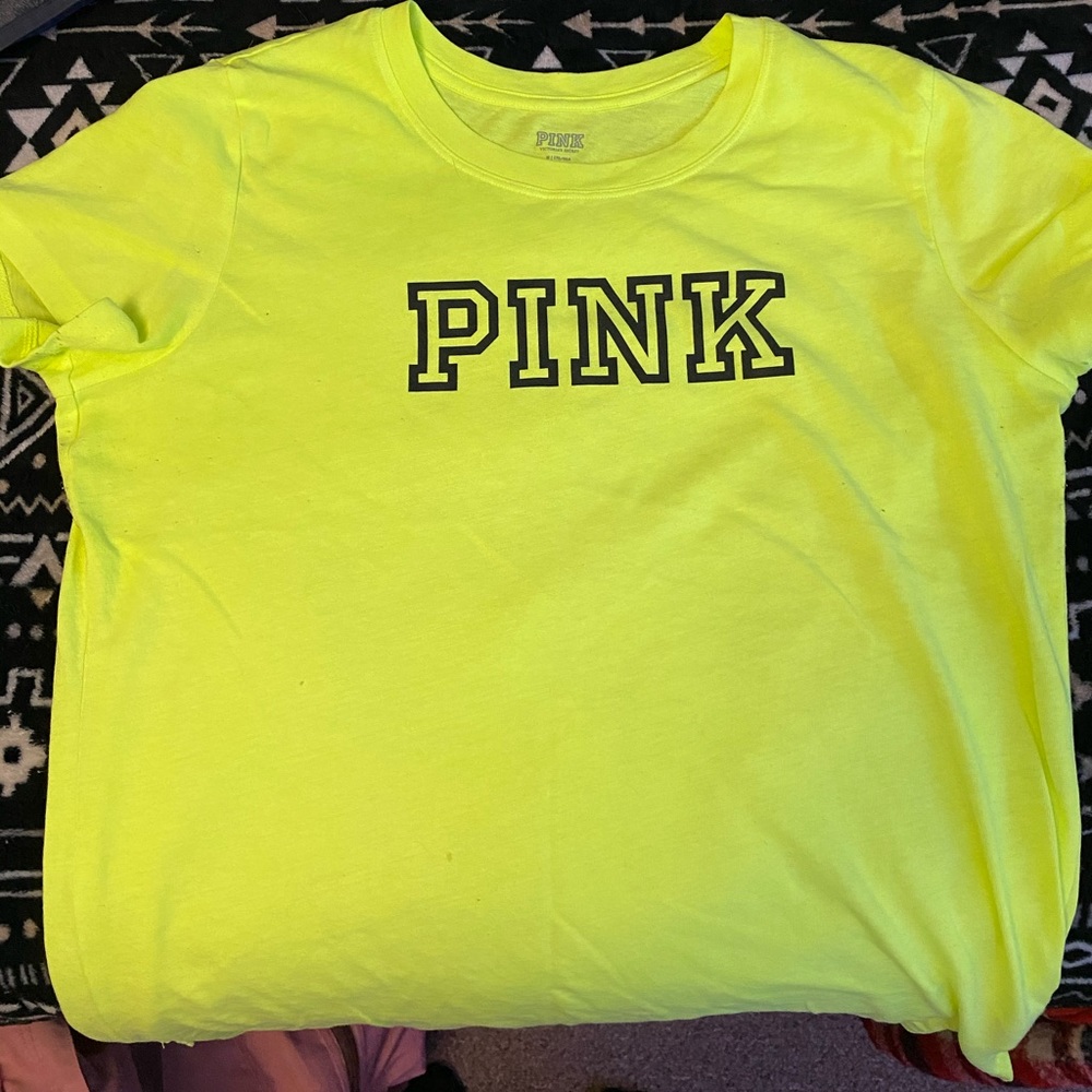 neon green t shirt from PINK